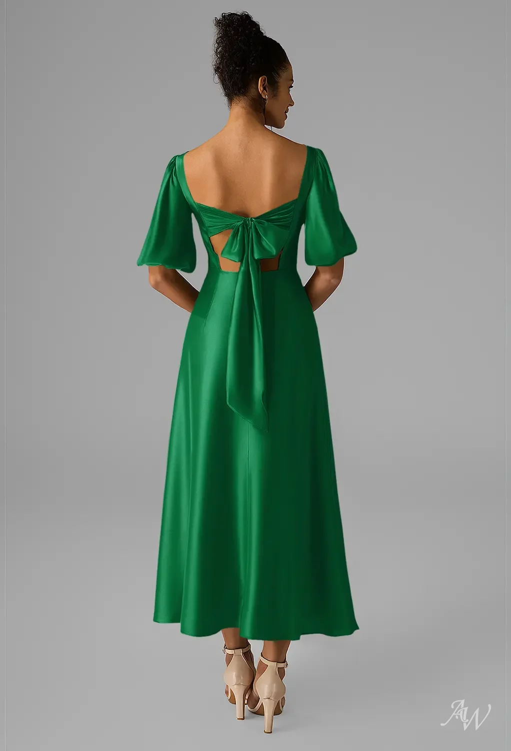 AW Rowan Satin Charmeuse Jolly Green Bridesmaid Dresses | AW